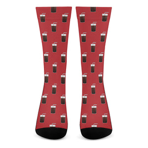 Glass Of Cola Pattern Print Crew Socks