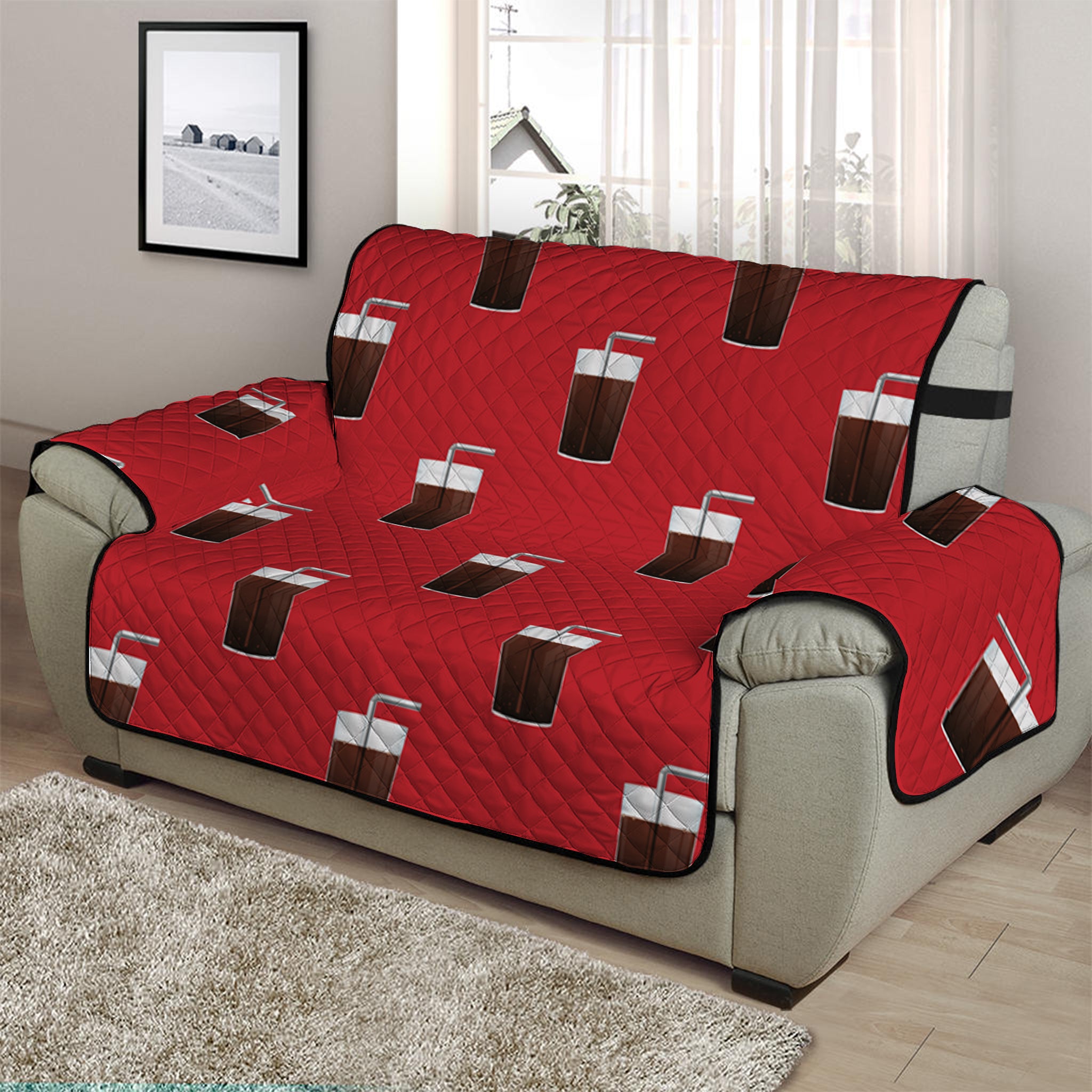 Glass Of Cola Pattern Print Half Sofa Protector