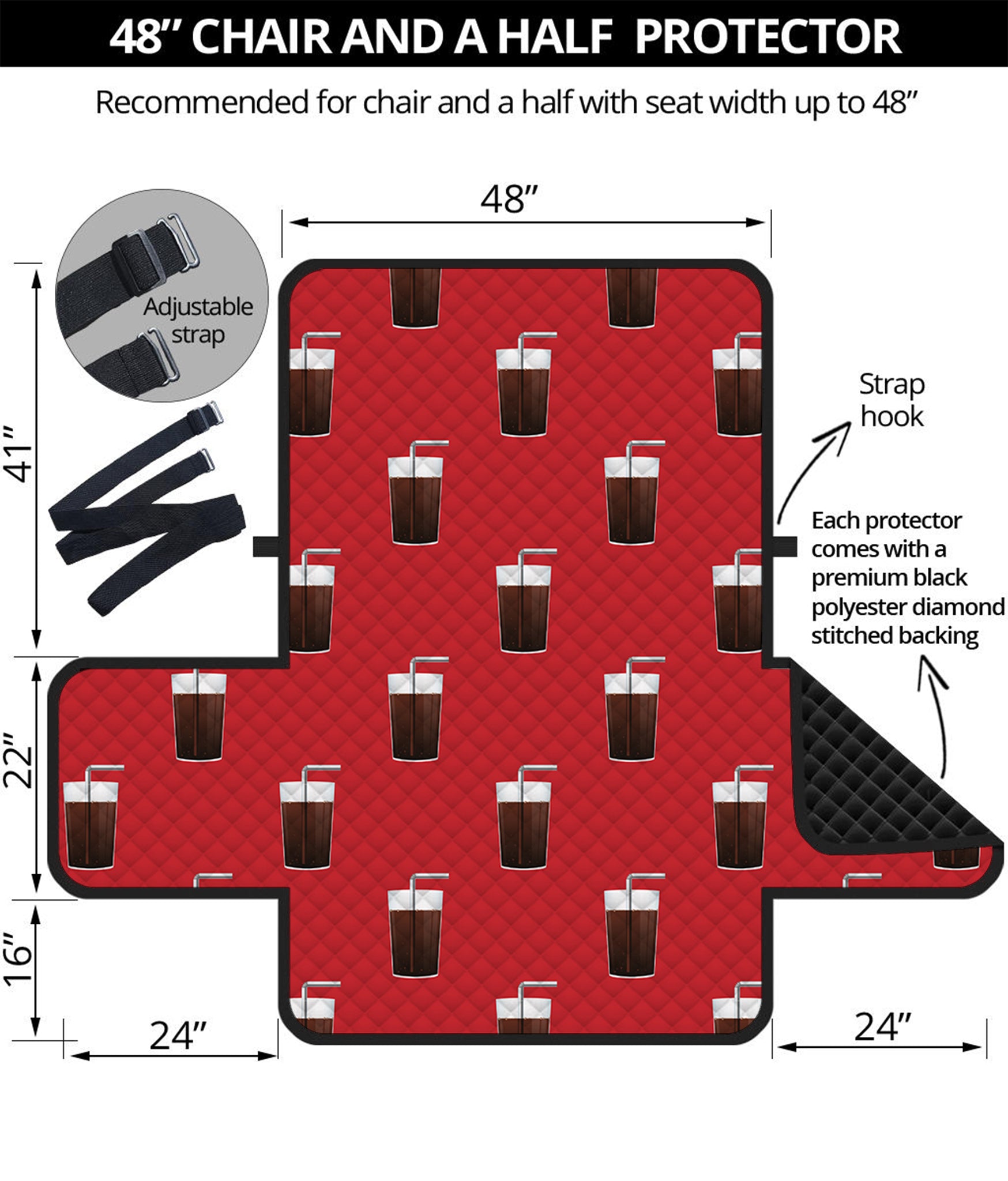 Glass Of Cola Pattern Print Half Sofa Protector