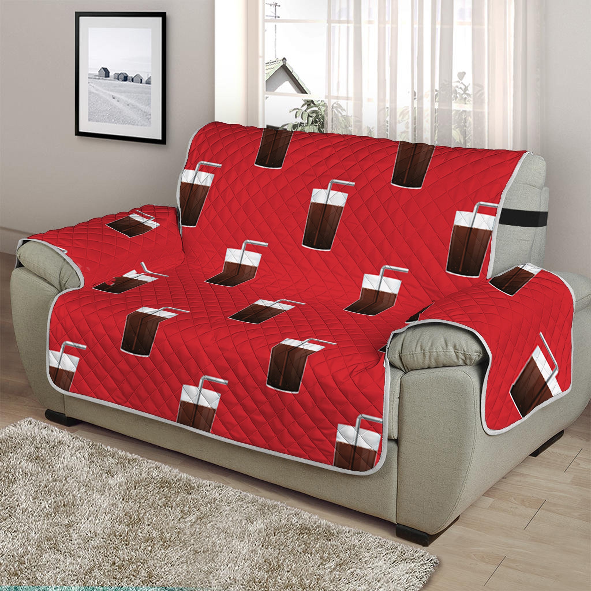 Glass Of Cola Pattern Print Half Sofa Protector