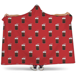 Glass Of Cola Pattern Print Hooded Blanket