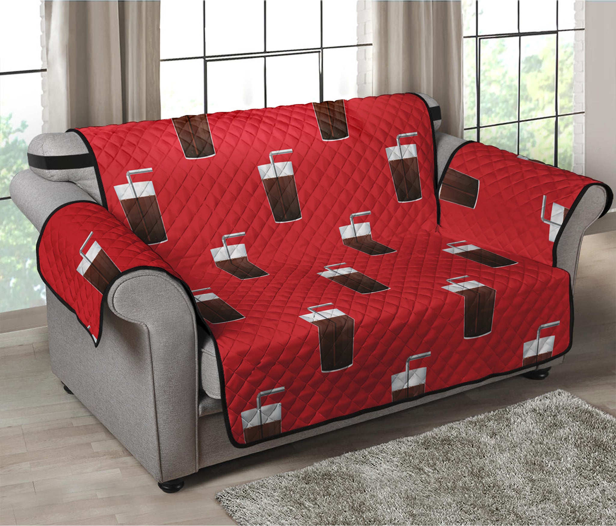 Glass Of Cola Pattern Print Loveseat Protector