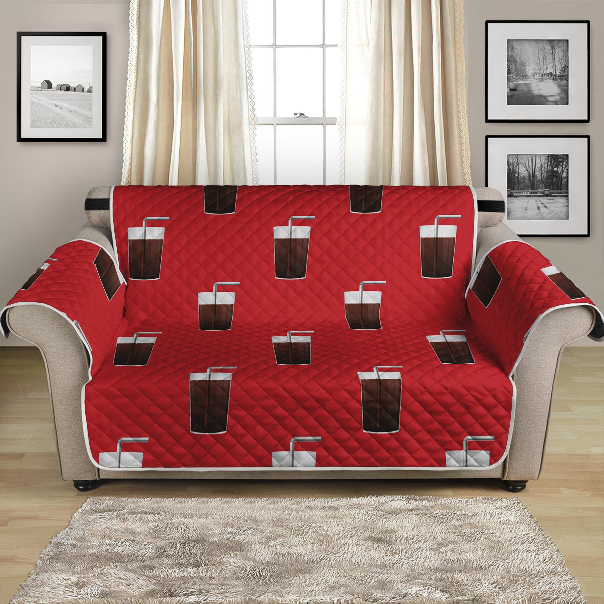 Glass Of Cola Pattern Print Loveseat Protector