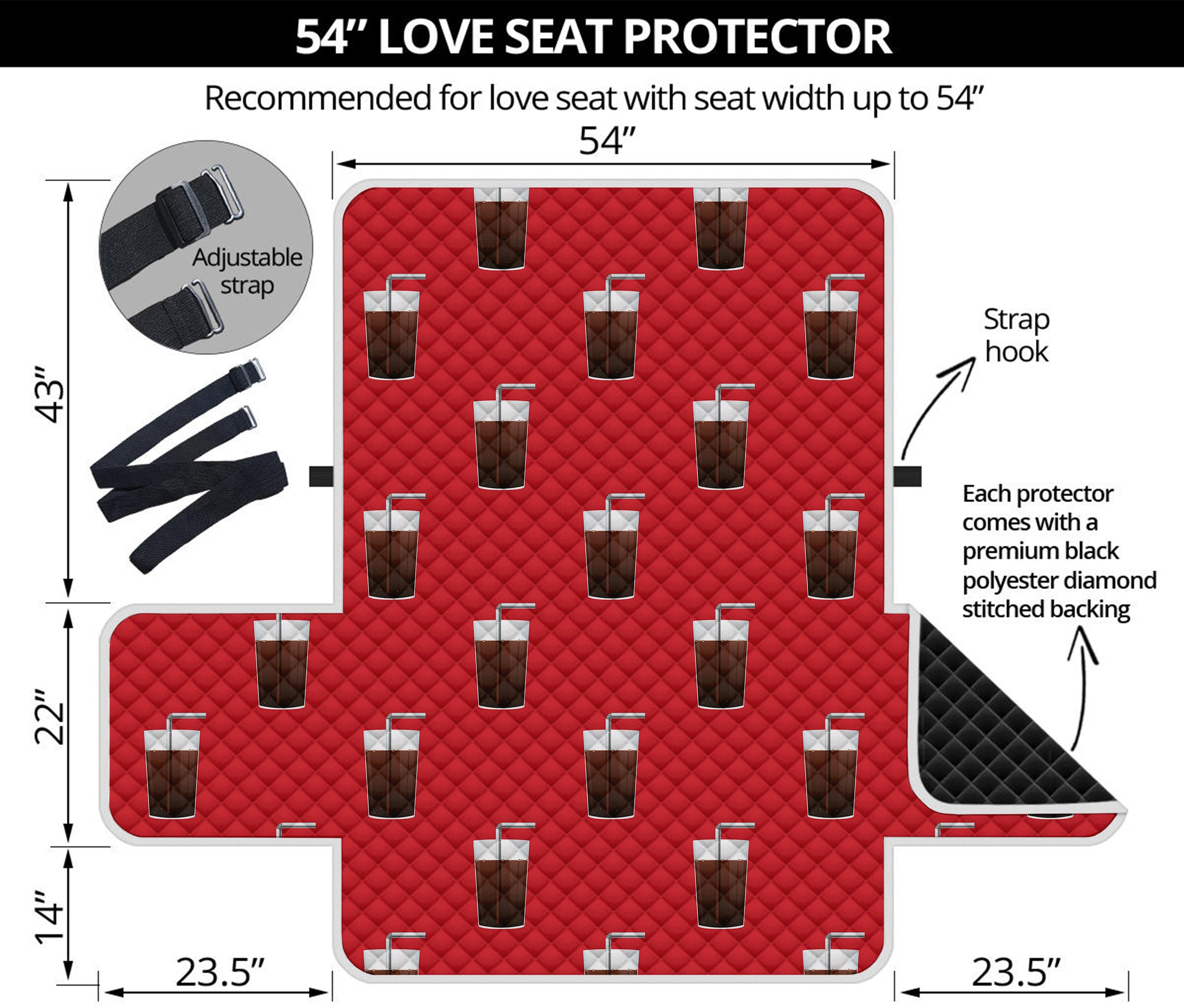 Glass Of Cola Pattern Print Loveseat Protector