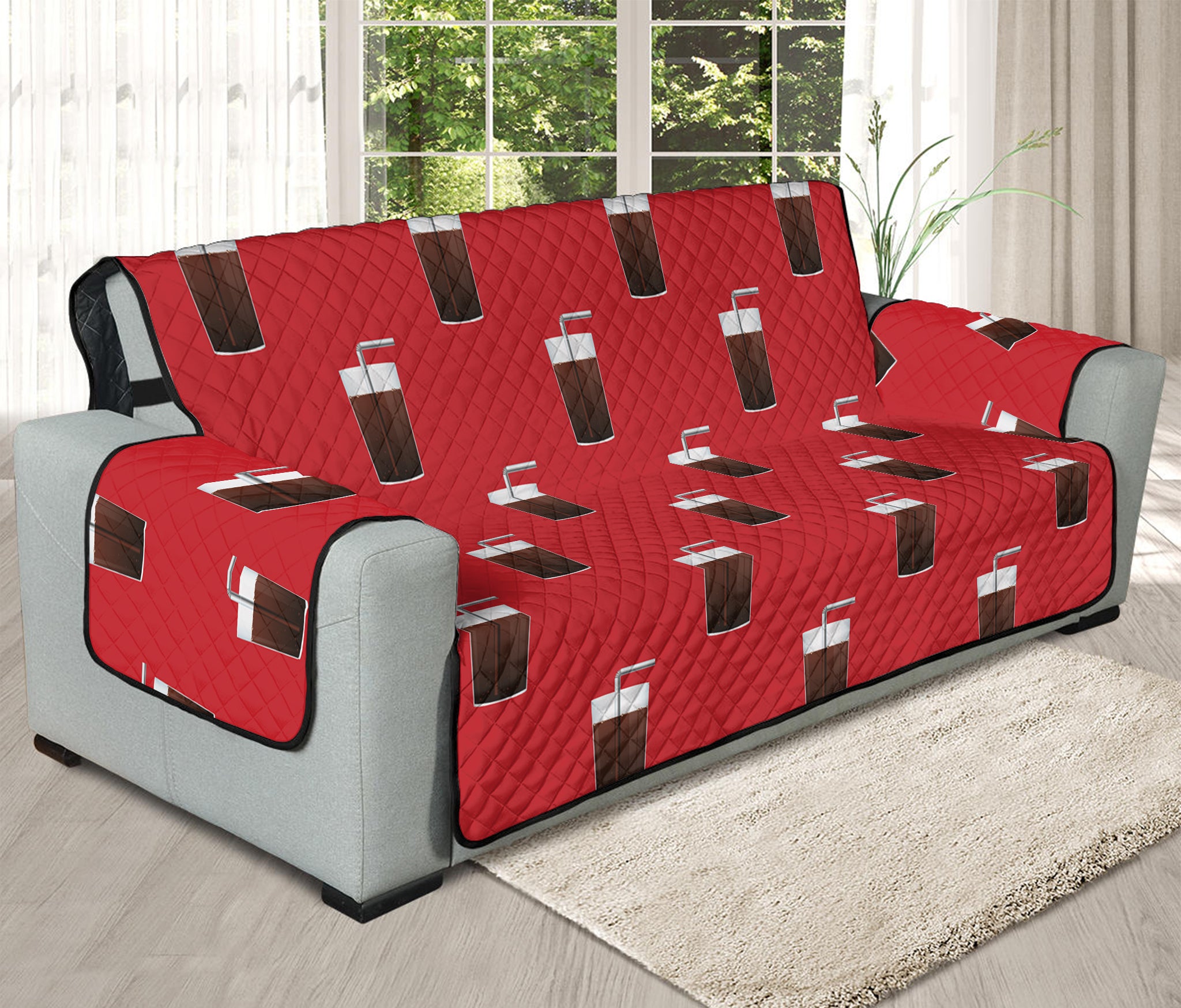 Glass Of Cola Pattern Print Oversized Sofa Protector