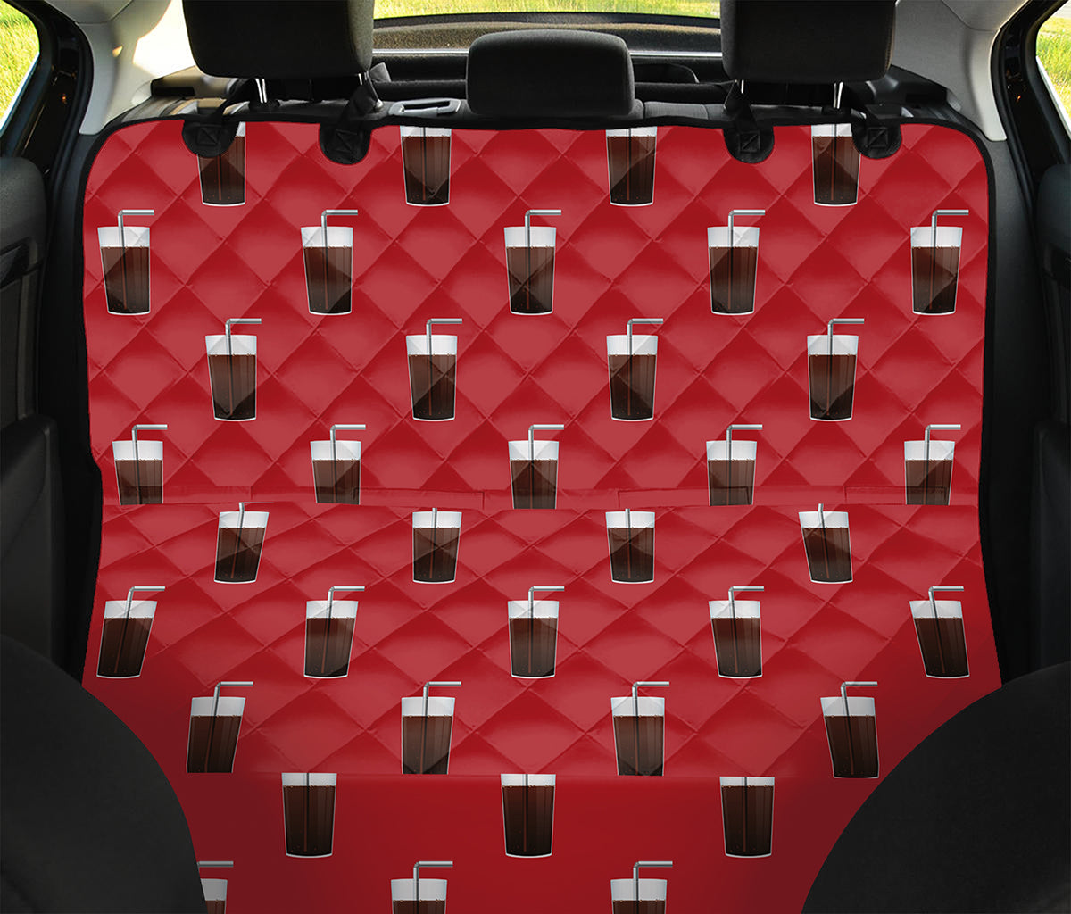 Glass Of Cola Pattern Print Pet Car Back Seat Cover