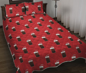 Glass Of Cola Pattern Print Quilt Bed Set