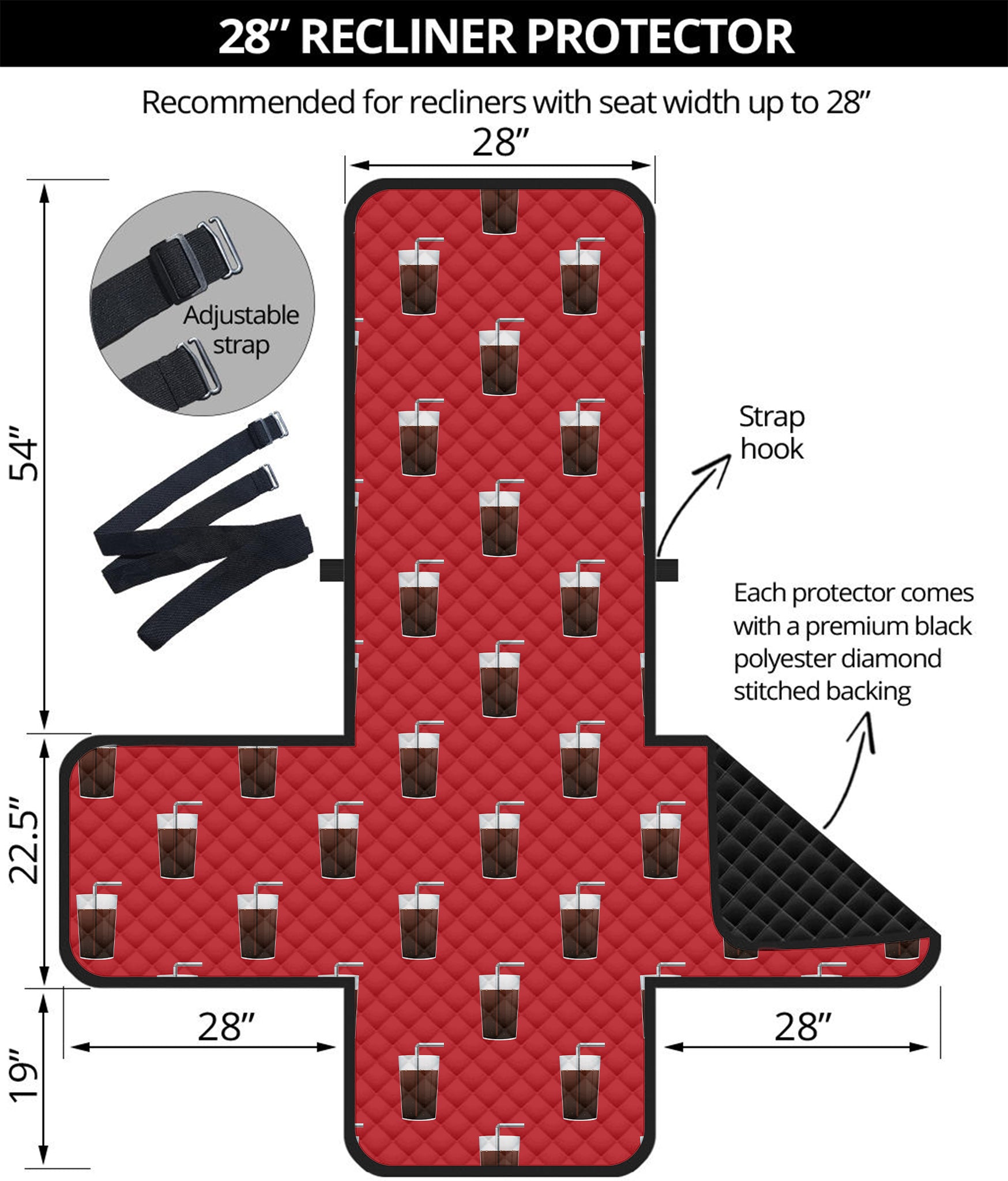 Glass Of Cola Pattern Print Recliner Protector