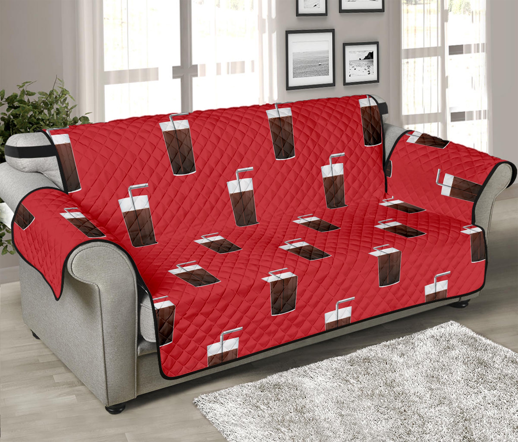 Glass Of Cola Pattern Print Sofa Protector