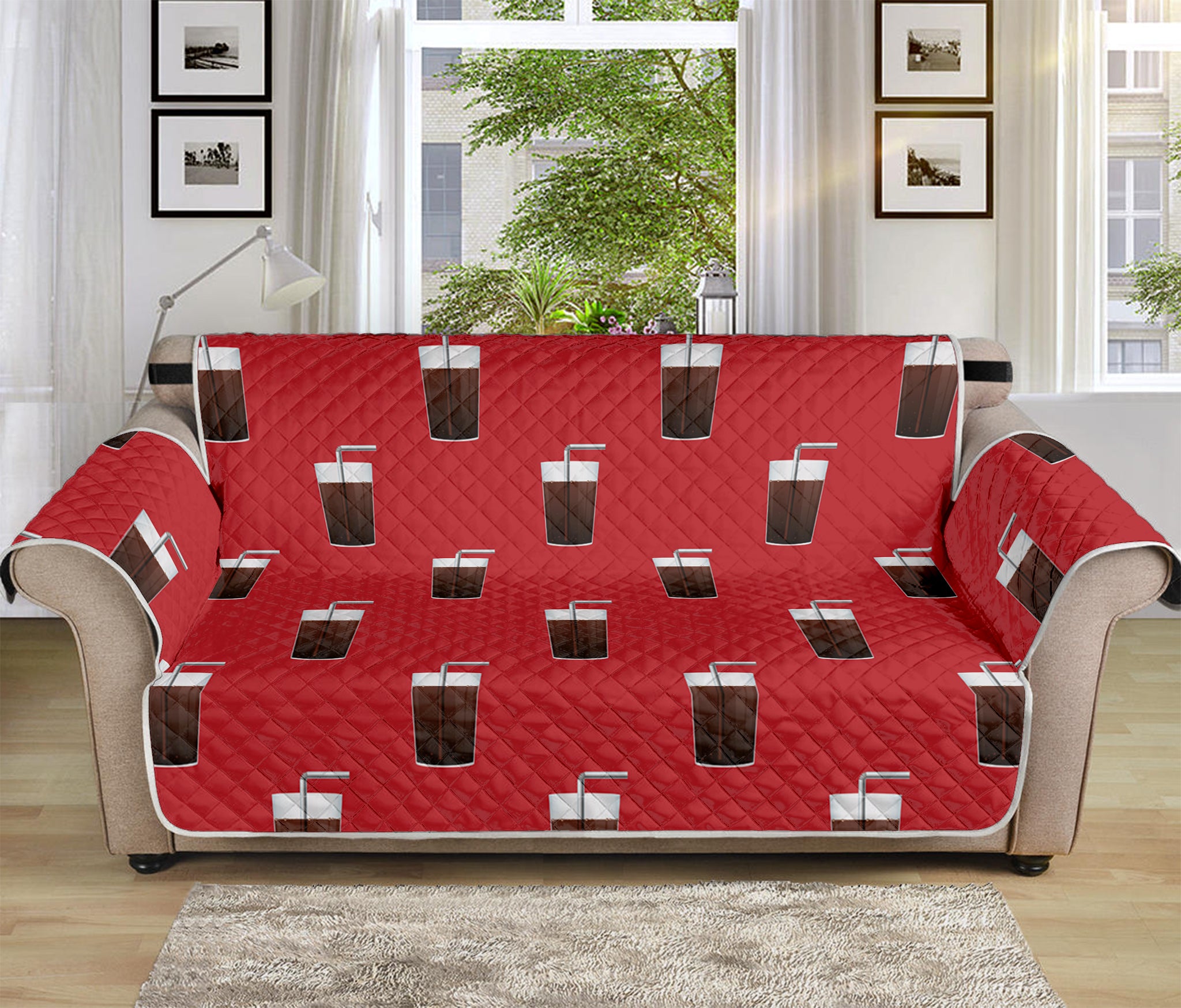 Glass Of Cola Pattern Print Sofa Protector