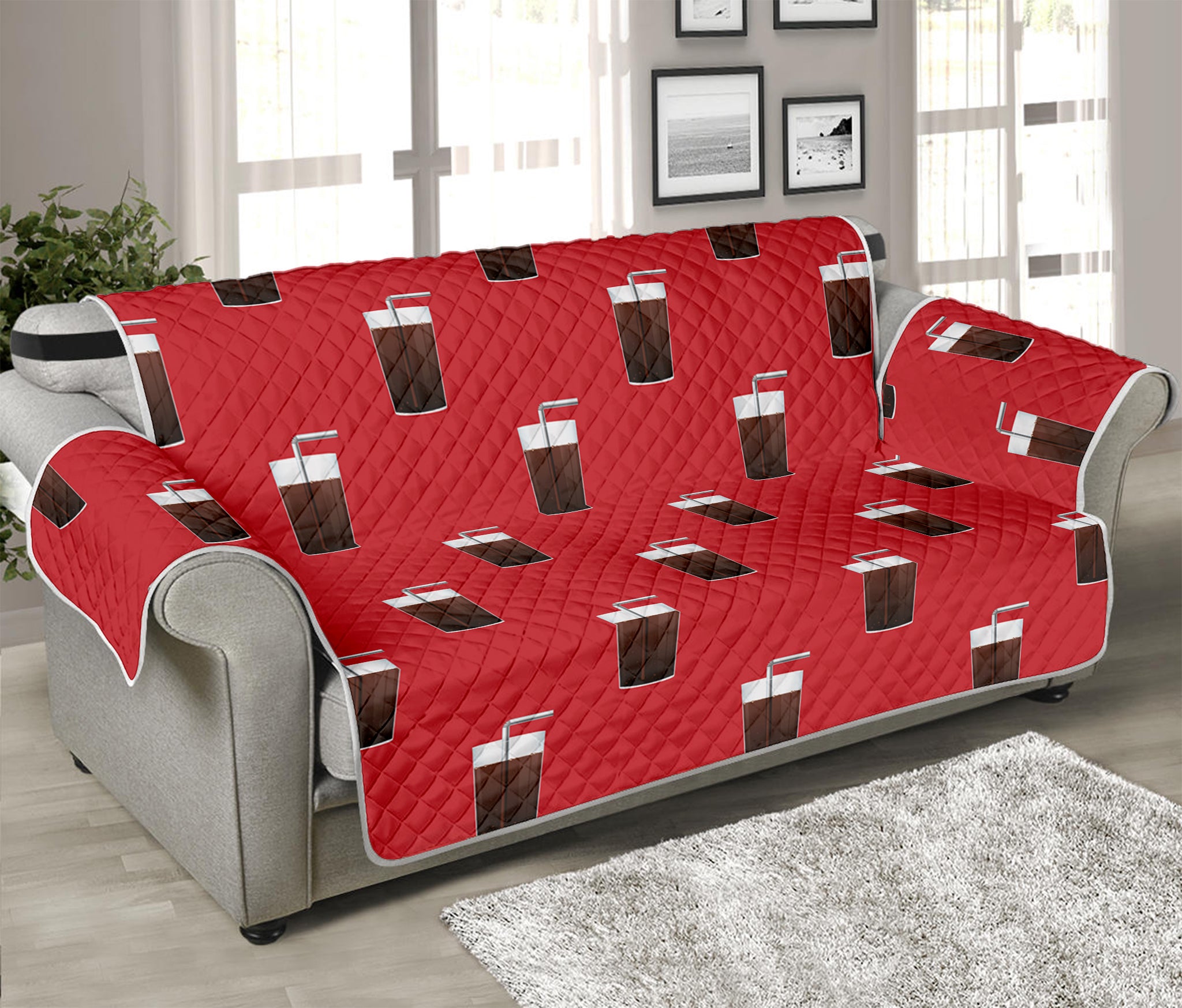 Glass Of Cola Pattern Print Sofa Protector