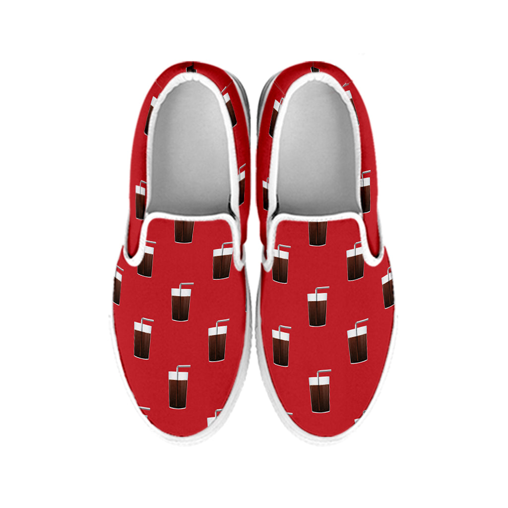 Glass Of Cola Pattern Print White Slip On Shoes