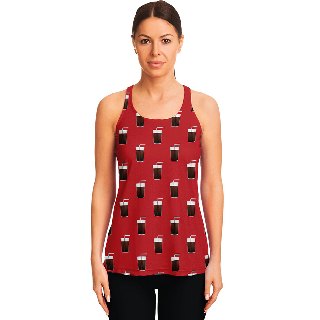 Glass Of Cola Pattern Print Women's Racerback Tank Top