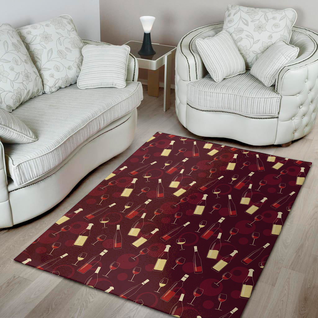Glasses And Bottles Of Wine Print Area Rug