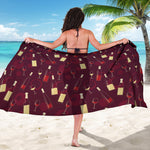 Glasses And Bottles Of Wine Print Beach Sarong Wrap