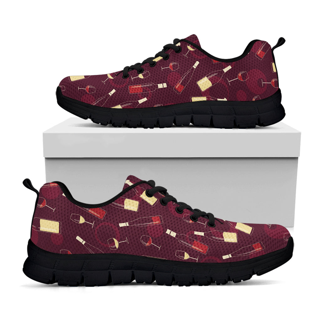 Glasses And Bottles Of Wine Print Black Sneakers