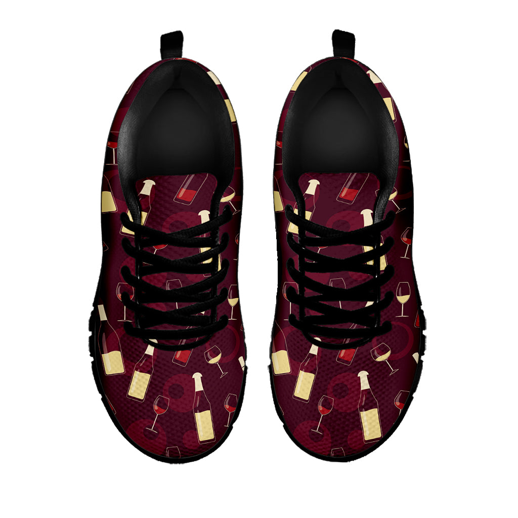 Glasses And Bottles Of Wine Print Black Sneakers
