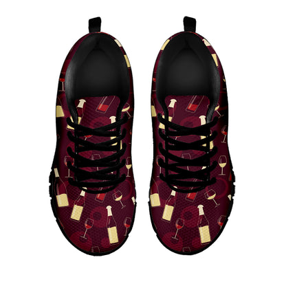Glasses And Bottles Of Wine Print Black Sneakers