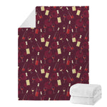 Glasses And Bottles Of Wine Print Blanket