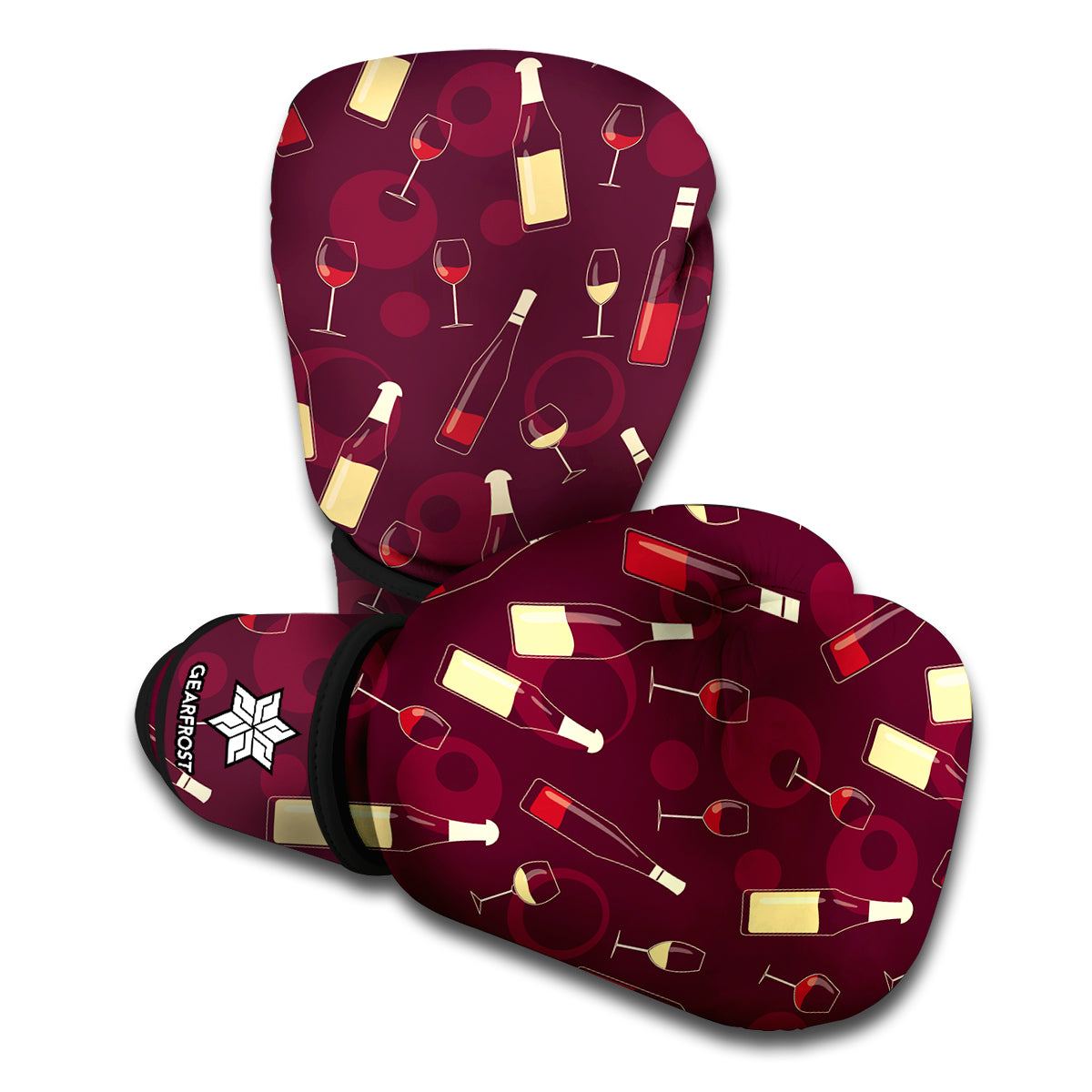 Glasses And Bottles Of Wine Print Boxing Gloves