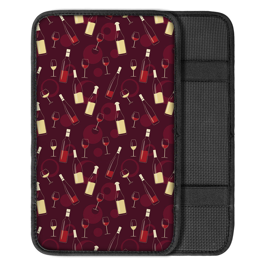 Glasses And Bottles Of Wine Print Car Center Console Cover