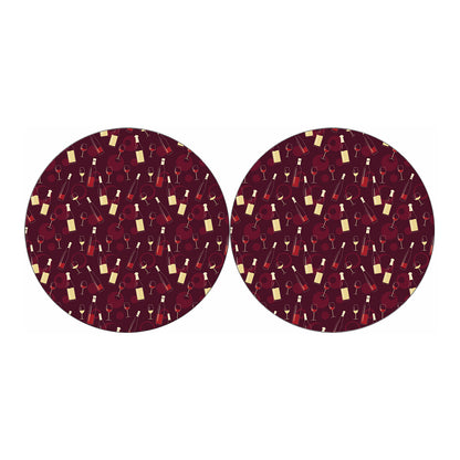 Glasses And Bottles Of Wine Print Car Coasters