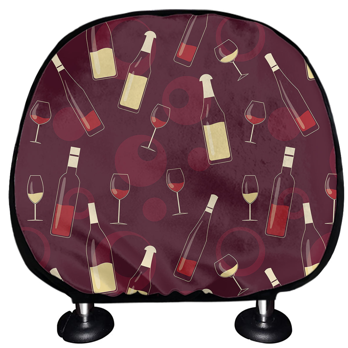 Glasses And Bottles Of Wine Print Car Headrest Covers