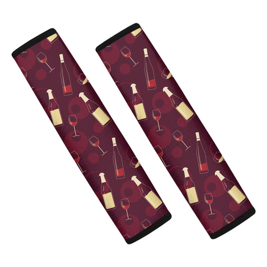 Glasses And Bottles Of Wine Print Car Seat Belt Covers