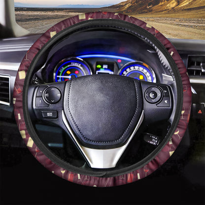Glasses And Bottles Of Wine Print Car Steering Wheel Cover
