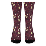 Glasses And Bottles Of Wine Print Crew Socks