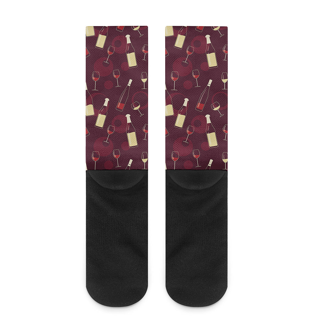 Glasses And Bottles Of Wine Print Crew Socks