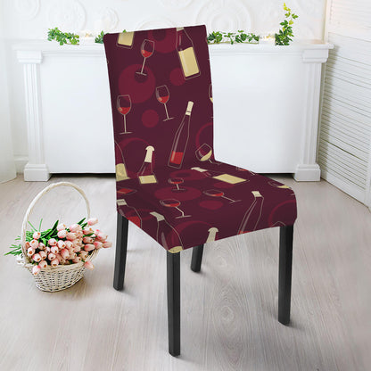 Glasses And Bottles Of Wine Print Dining Chair Slipcover