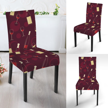 Glasses And Bottles Of Wine Print Dining Chair Slipcover