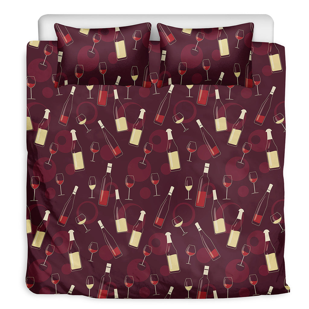 Glasses And Bottles Of Wine Print Duvet Cover Bedding Set