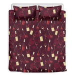 Glasses And Bottles Of Wine Print Duvet Cover Bedding Set