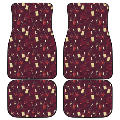 Glasses And Bottles Of Wine Print Front and Back Car Floor Mats