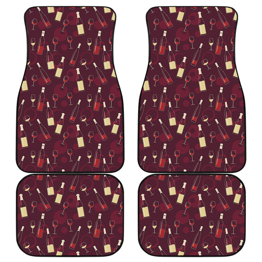 Glasses And Bottles Of Wine Print Front and Back Car Floor Mats