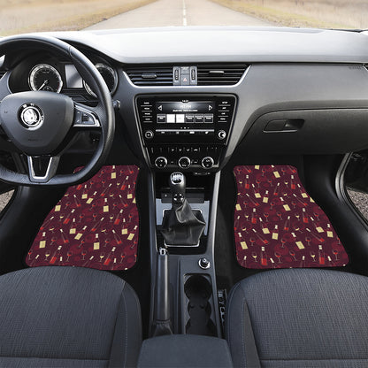Glasses And Bottles Of Wine Print Front and Back Car Floor Mats