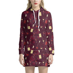 Glasses And Bottles Of Wine Print Hoodie Dress