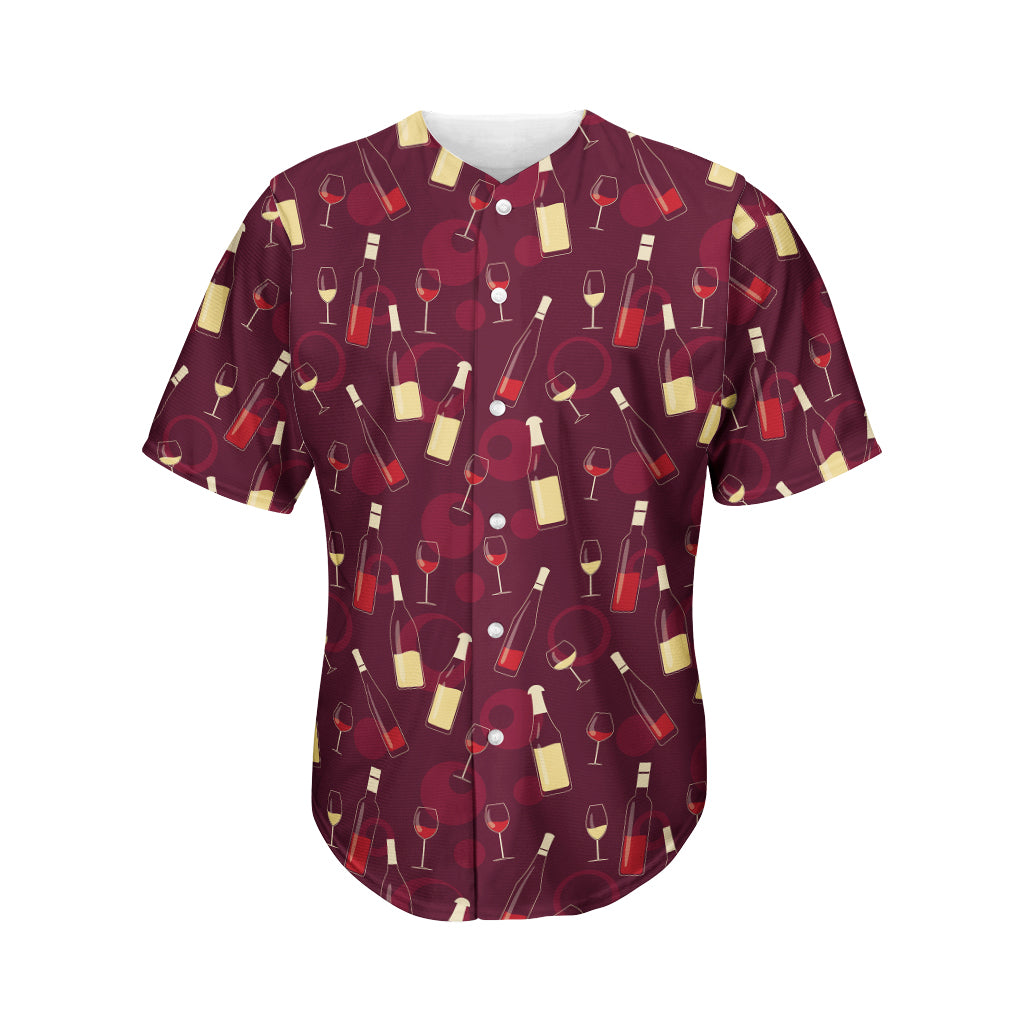 Glasses And Bottles Of Wine Print Men's Baseball Jersey