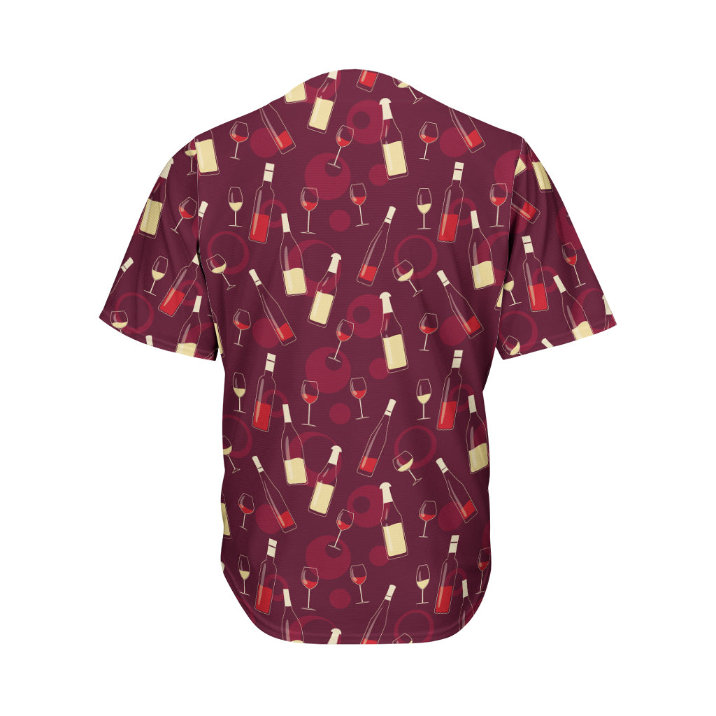 Glasses And Bottles Of Wine Print Men's Baseball Jersey