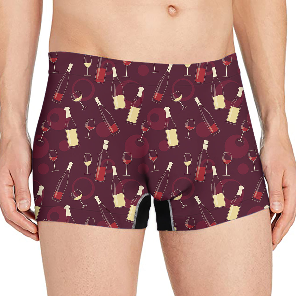 Glasses And Bottles Of Wine Print Men's Boxer Briefs