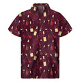 Glasses And Bottles Of Wine Print Men's Short Sleeve Shirt