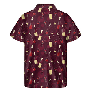 Glasses And Bottles Of Wine Print Men's Short Sleeve Shirt