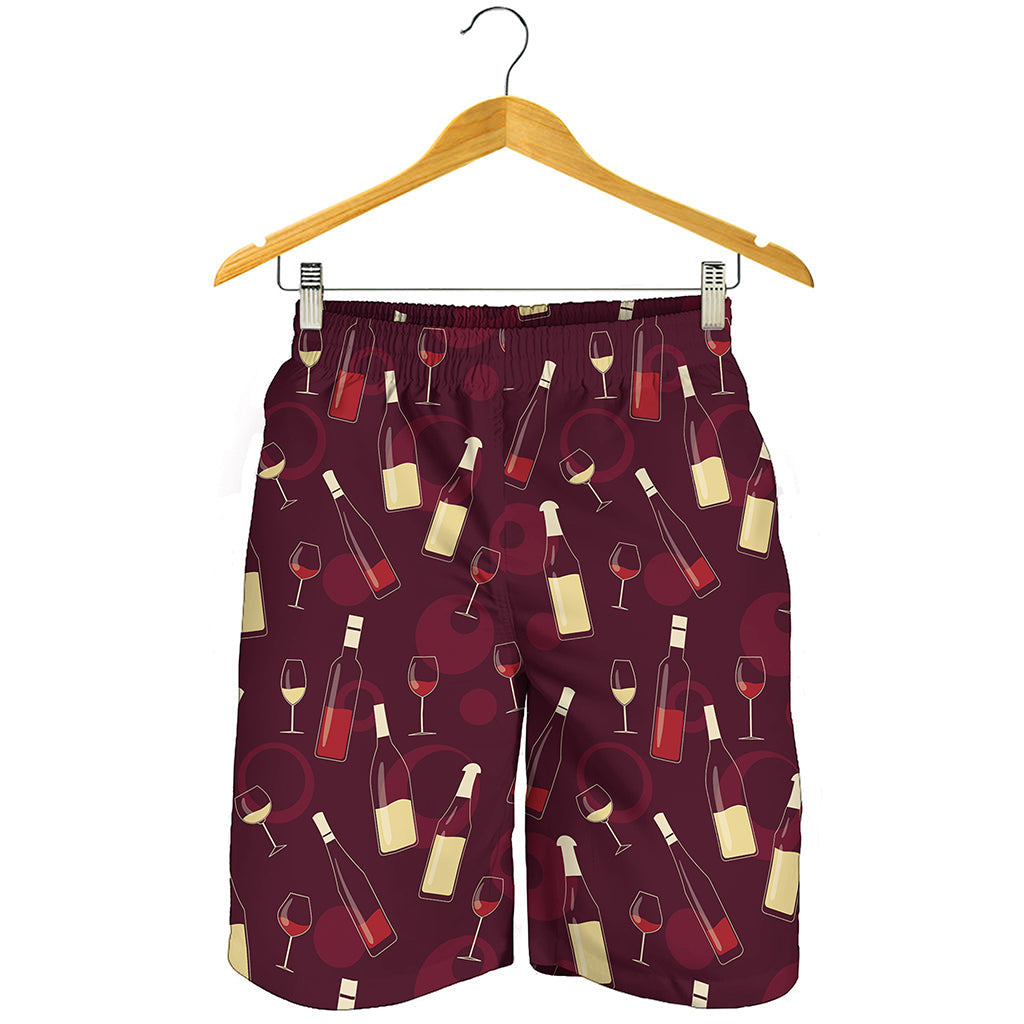 Glasses And Bottles Of Wine Print Men's Shorts