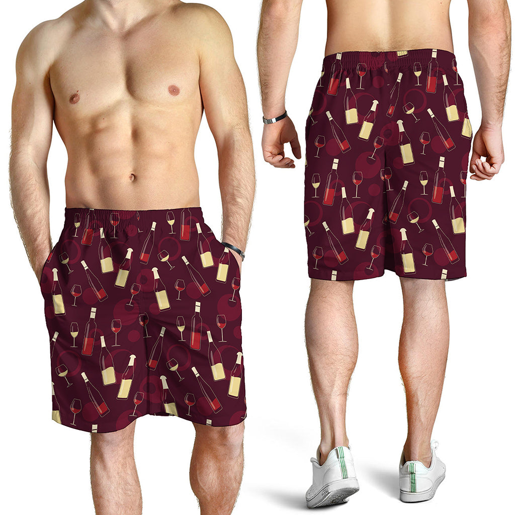 Glasses And Bottles Of Wine Print Men's Shorts