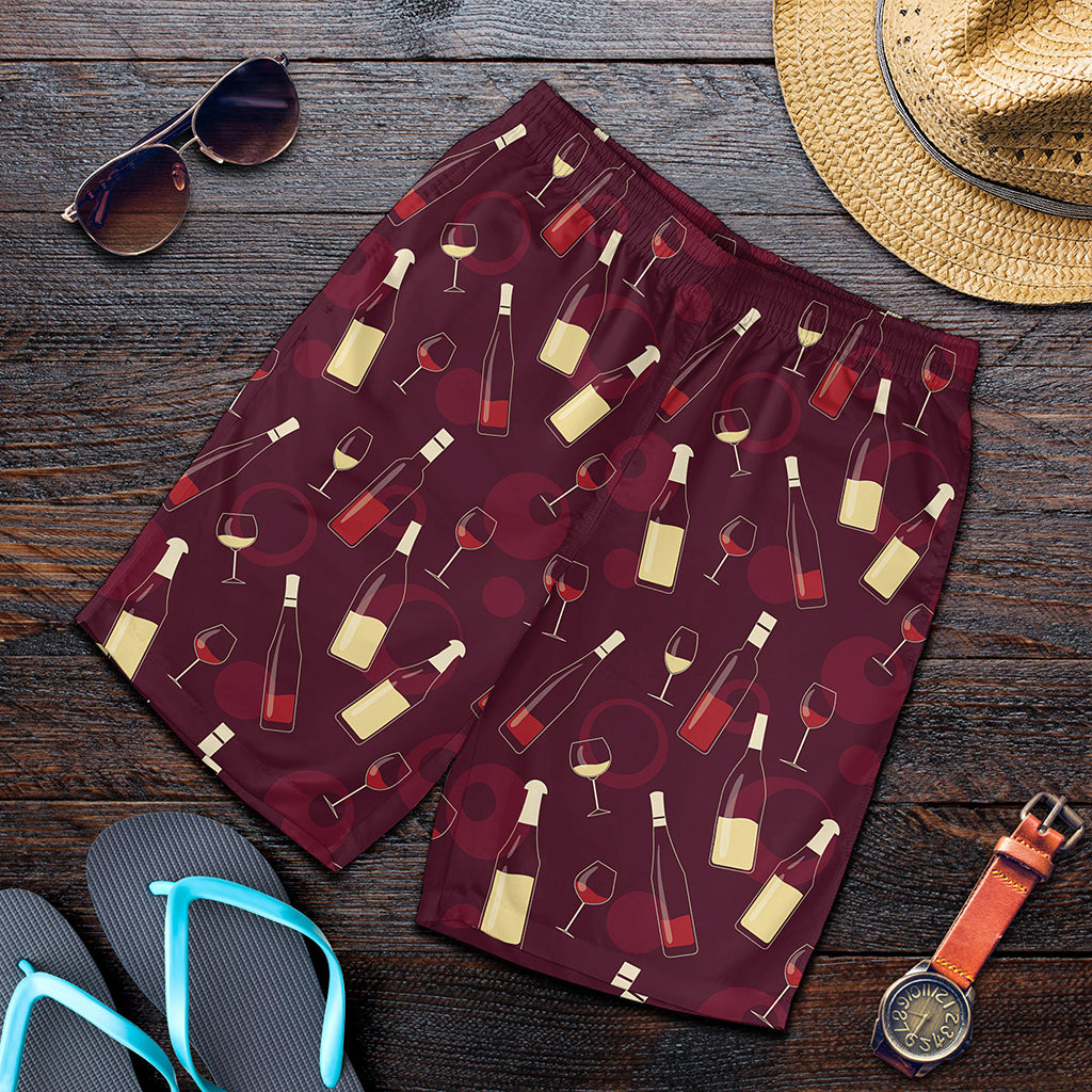 Glasses And Bottles Of Wine Print Men's Shorts