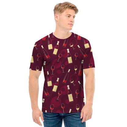 Glasses And Bottles Of Wine Print Men's T-Shirt