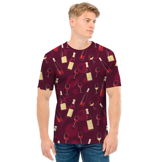 Glasses And Bottles Of Wine Print Men's T-Shirt
