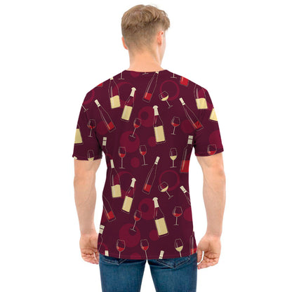Glasses And Bottles Of Wine Print Men's T-Shirt